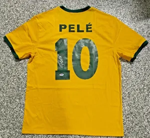 -Brazil Pele Authentic Signed Soccer Jersey Autographed PSA DNA ITP COA
