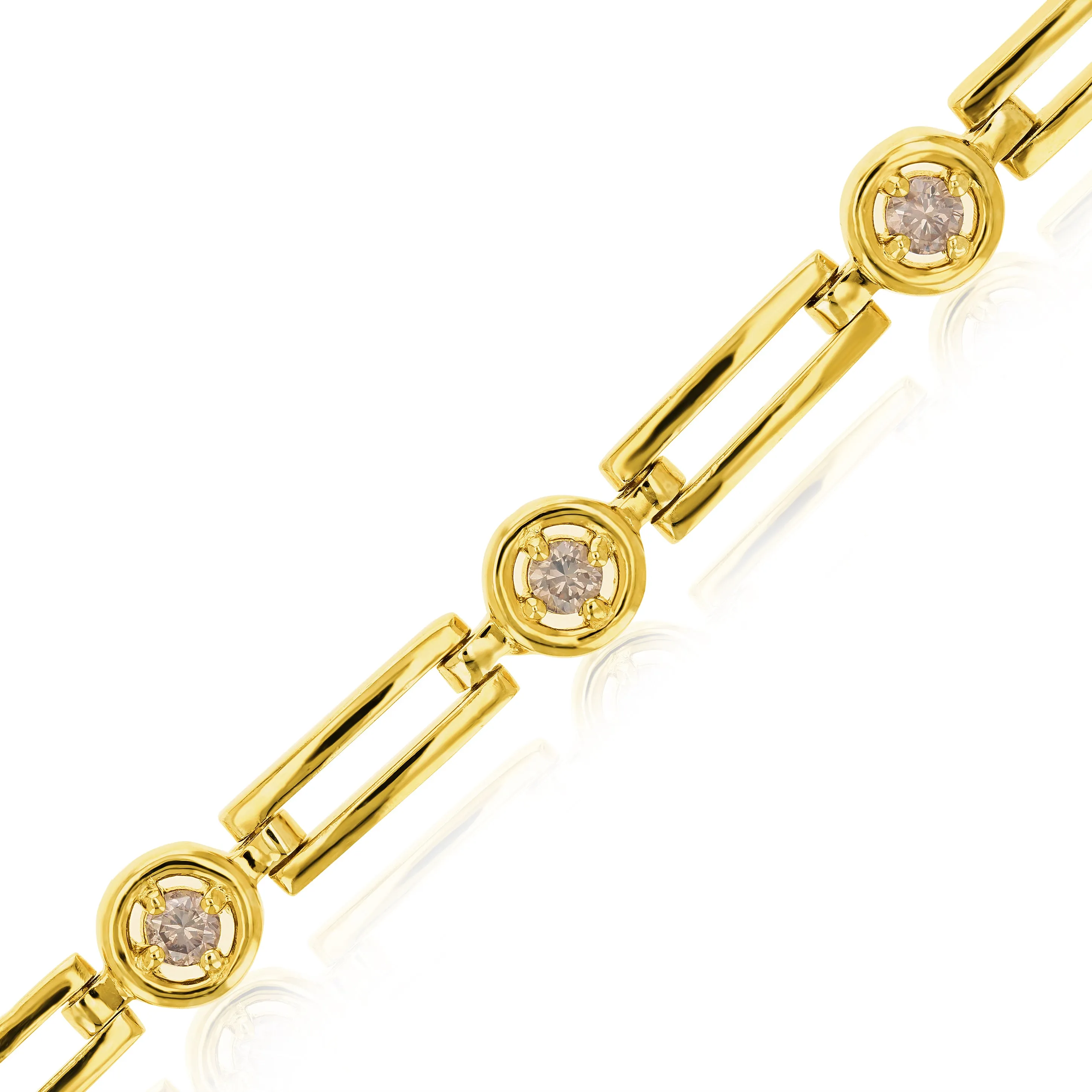 1 cttw Champagne Diamond Tennis Bracelet in Yellow Gold plated Silver