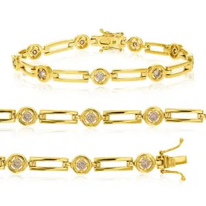 1 cttw Champagne Diamond Tennis Bracelet in Yellow Gold plated Silver