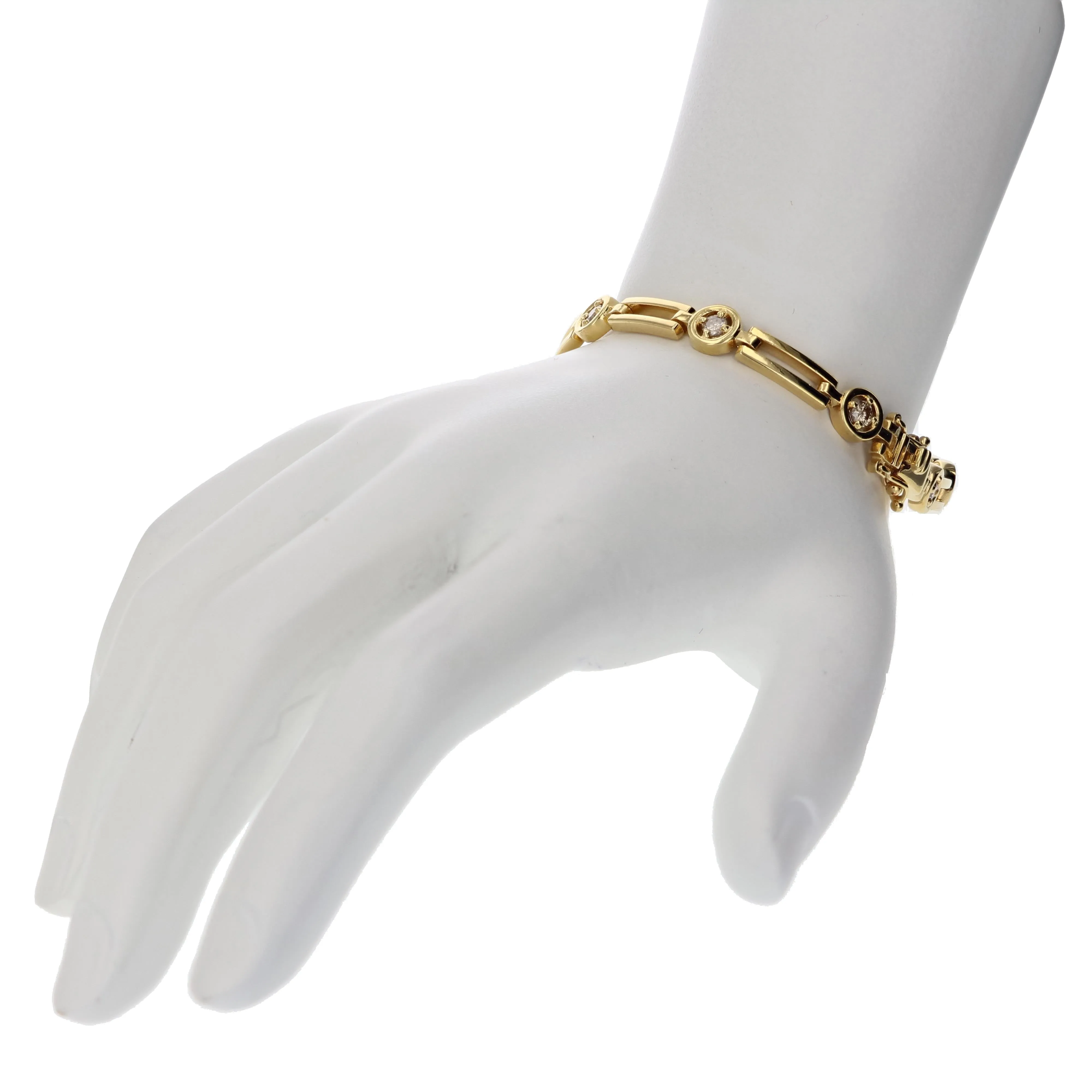 1 cttw Champagne Diamond Tennis Bracelet in Yellow Gold plated Silver