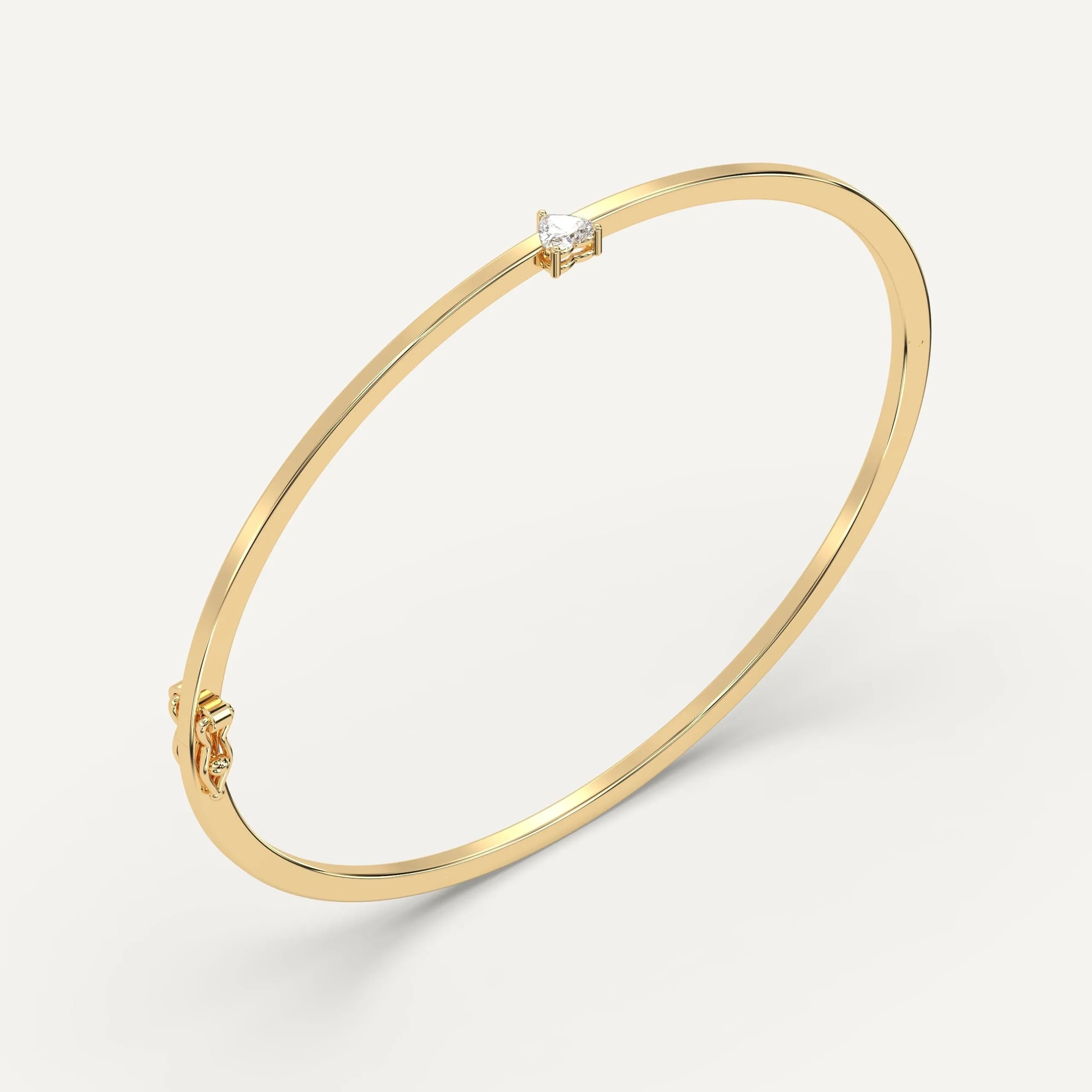 1/4 carat Heart Diamond Solitaire, Bangle Bracelet