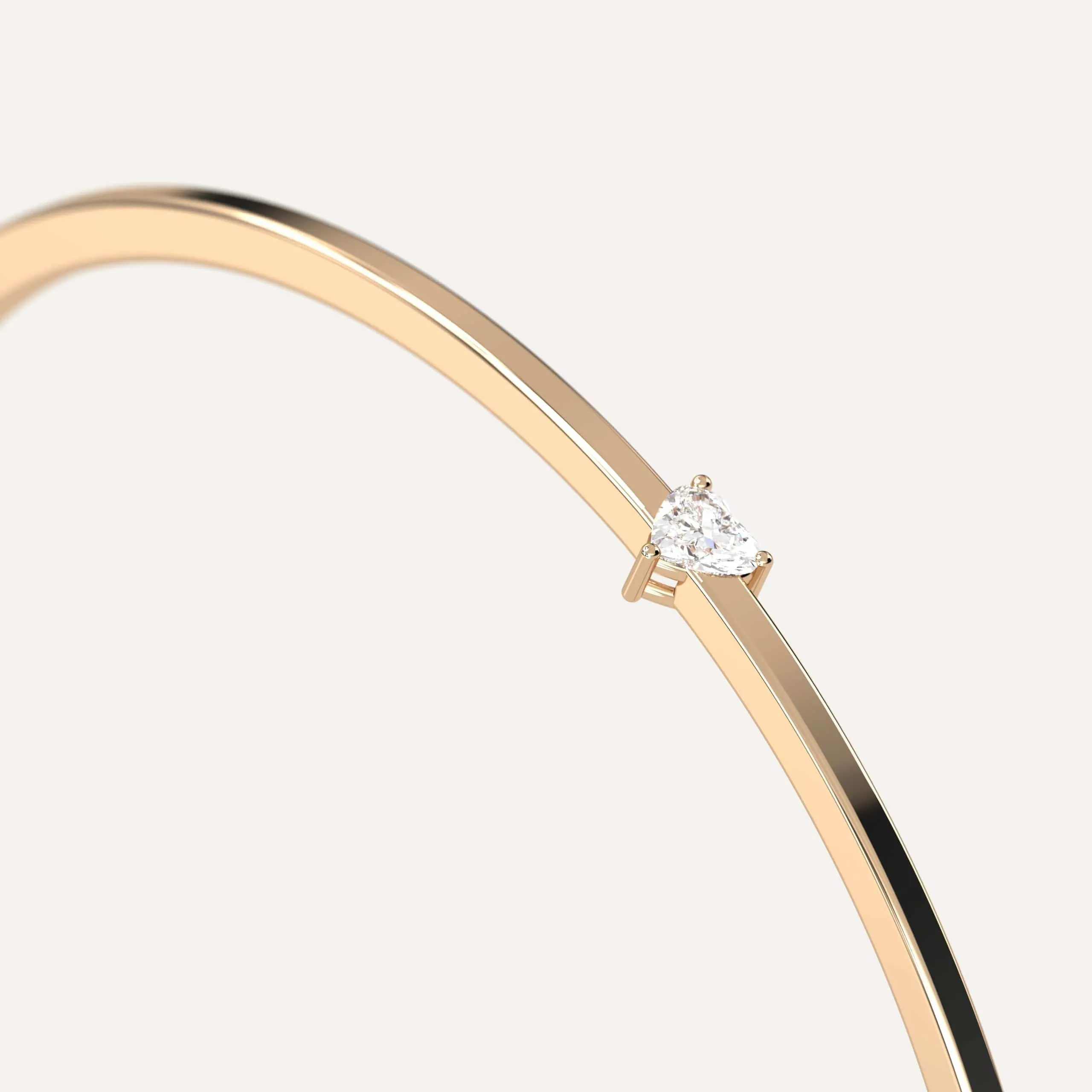 1/4 carat Heart Diamond Solitaire, Bangle Bracelet