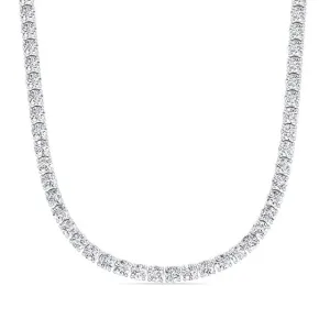 14k White Gold 10.27Ct Diamond Tennis Necklace with 152 Diamonds