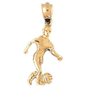 14k Yellow Gold Soccer Player Charm