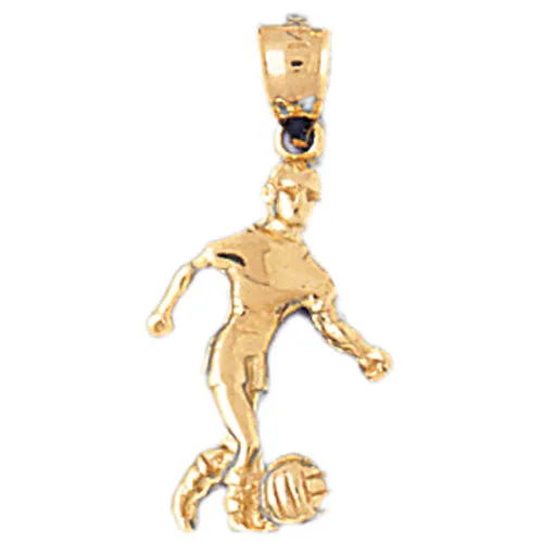 14k Yellow Gold Soccer Player Charm
