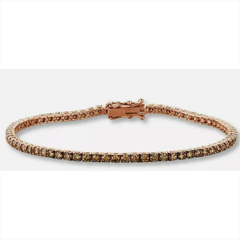 2.00 Carat Champagne Diamond Tennis Bracelet SI 14K Rose Gold 7''