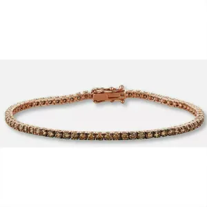 2.00 Carat Champagne Diamond Tennis Bracelet SI 14K Rose Gold 7''