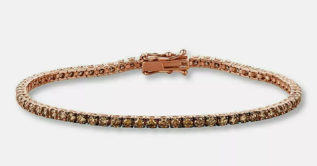 2.00 Carat Champagne Diamond Tennis Bracelet SI 14K Rose Gold 7''