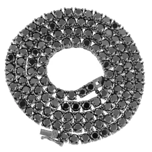 20" 4mm Icy black Gold finish Simulated Diamond Tennis Chain Necklace