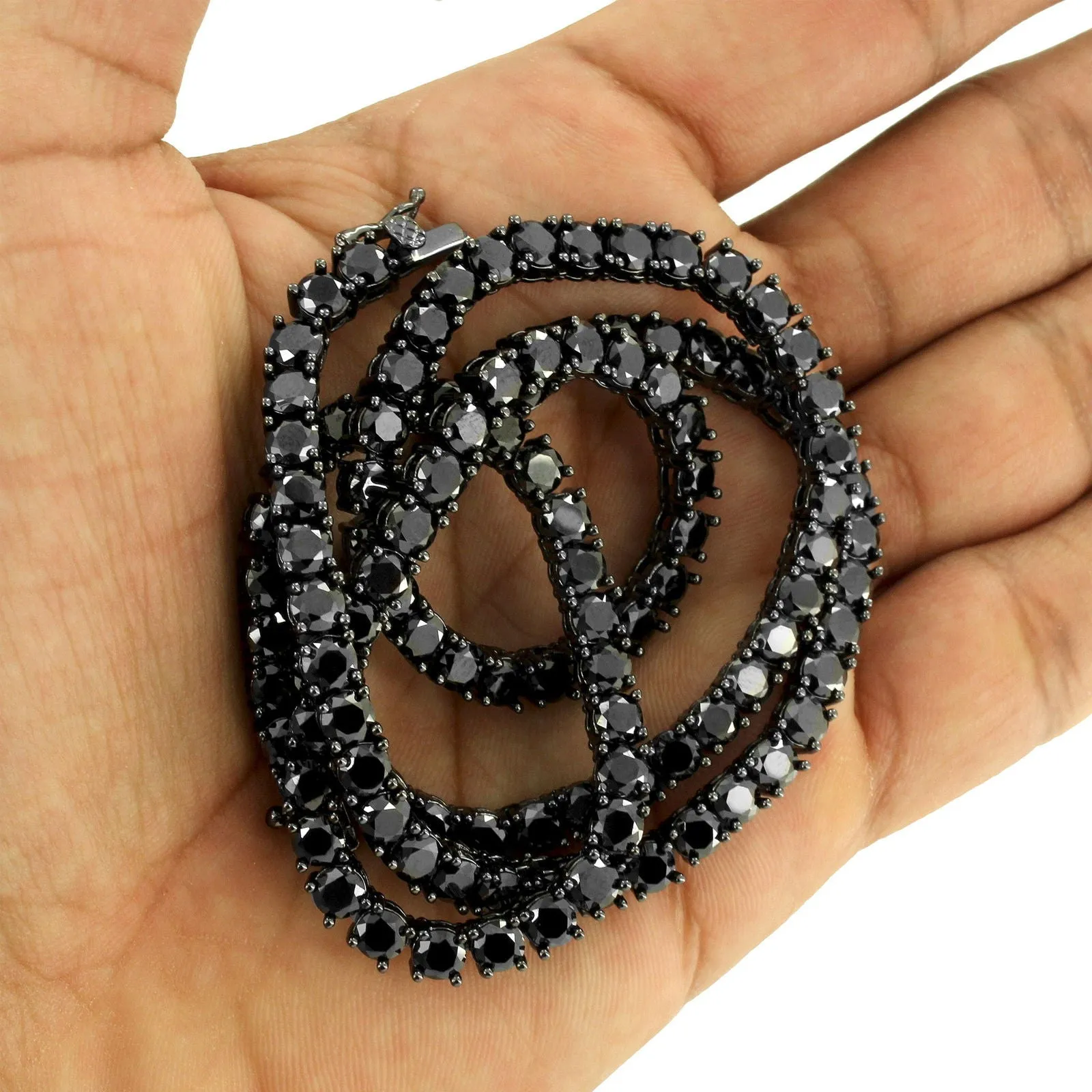 20" 4mm Icy black Gold finish Simulated Diamond Tennis Chain Necklace