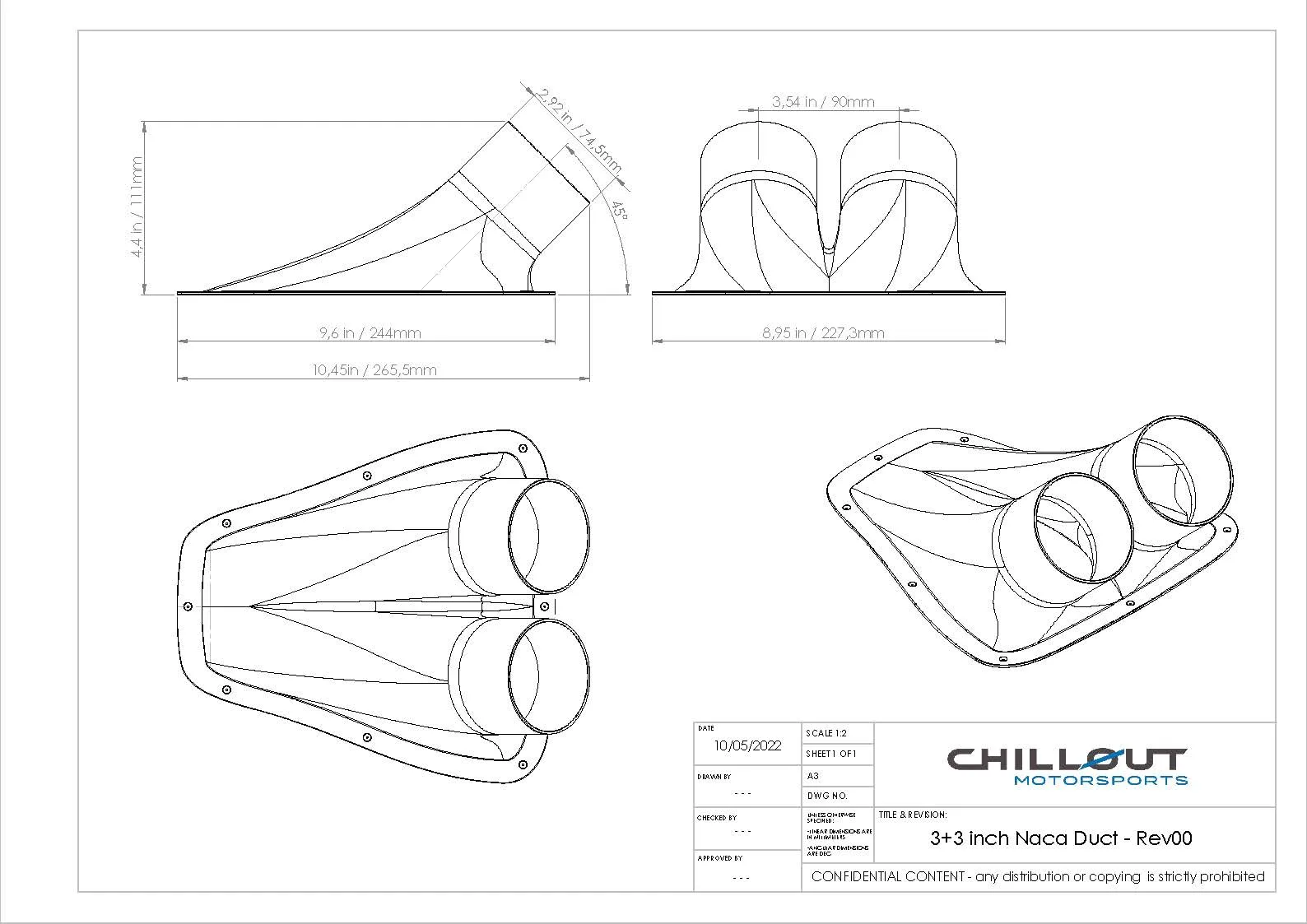 3" Carbon Fiber NACA Duct (Dual)