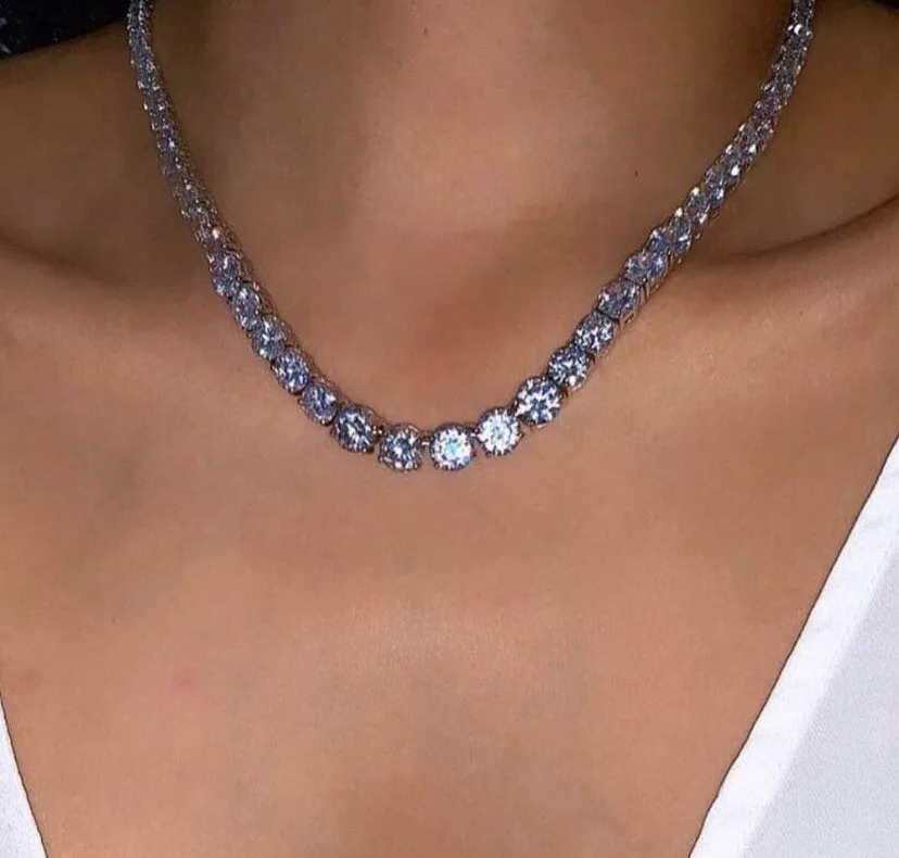 5MM Tennis necklace ,rhinestone tennis necklace ,bling iced necklace 5mm Iced Zircon 1 Row Tennis Chain Necklace, men tennis necklace
