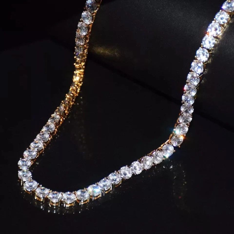 5MM Tennis necklace ,rhinestone tennis necklace ,bling iced necklace 5mm Iced Zircon 1 Row Tennis Chain Necklace, men tennis necklace