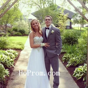 A-Line Prom Dresses,Long Prom Dress, Beads Evening Dress