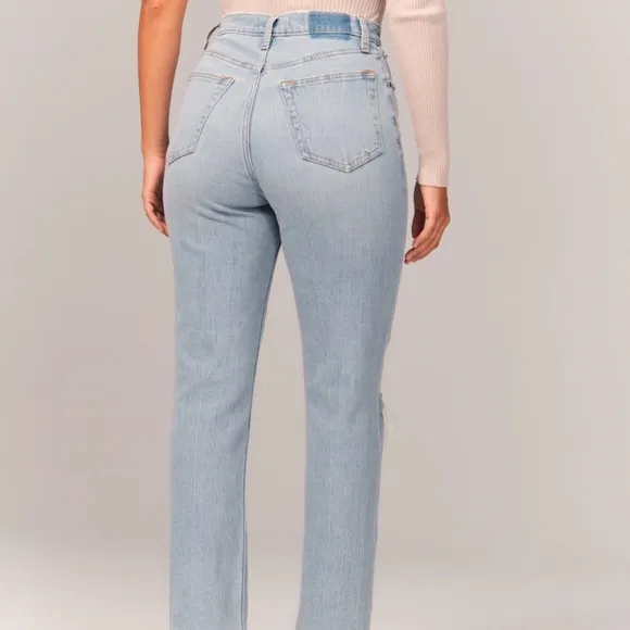 ABERCROMBIE AND FITCH CURVE LOVE ANKLE STRAIGHT ULTRA HIGH RISE JEAN