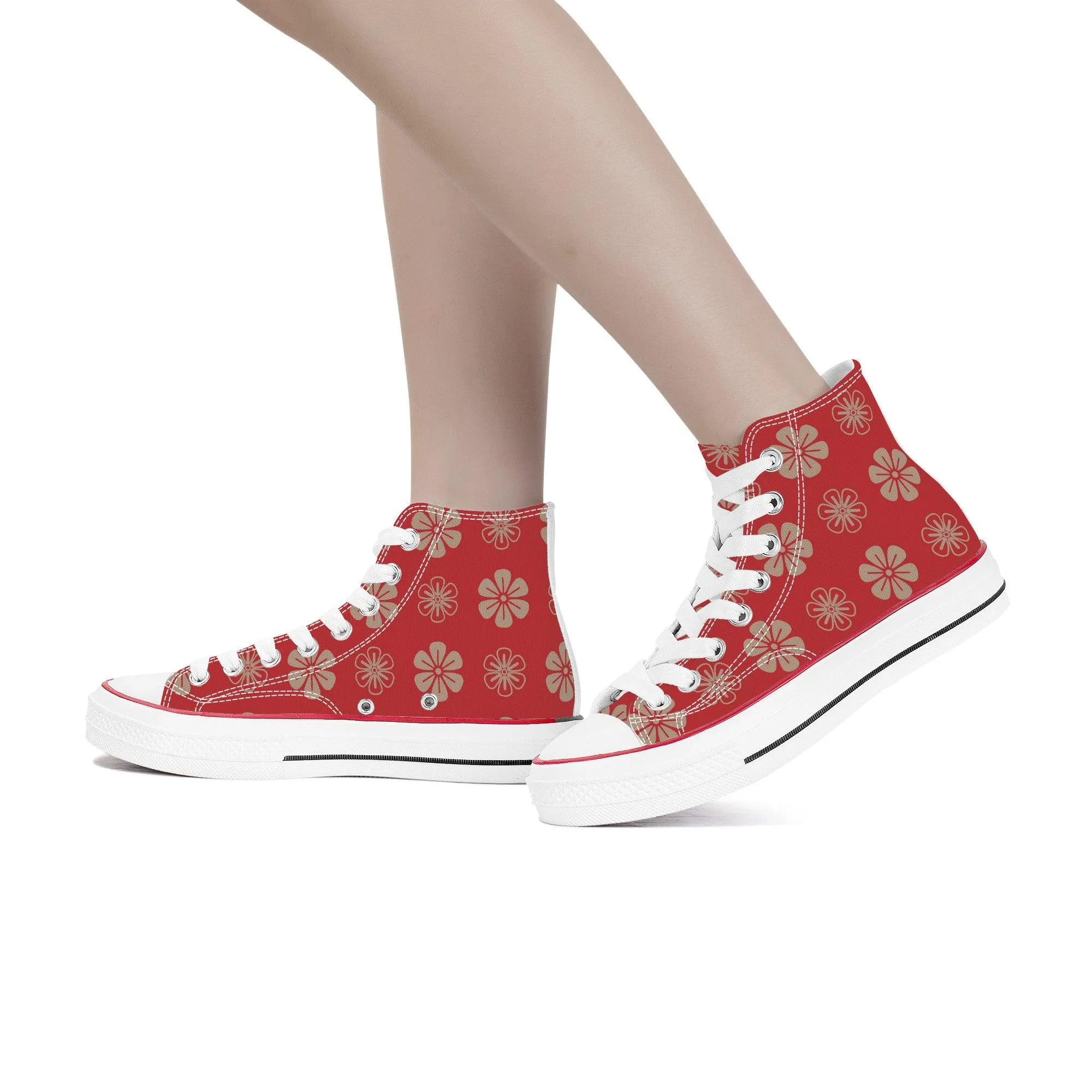 Aka 赤 - Red High Top Canvas Shoes