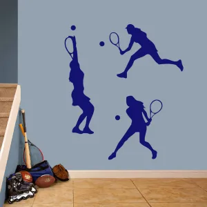 Angleterre Tennis Girl 3 Piece Wall Decal Set Winston Porter Color: Navy Blue