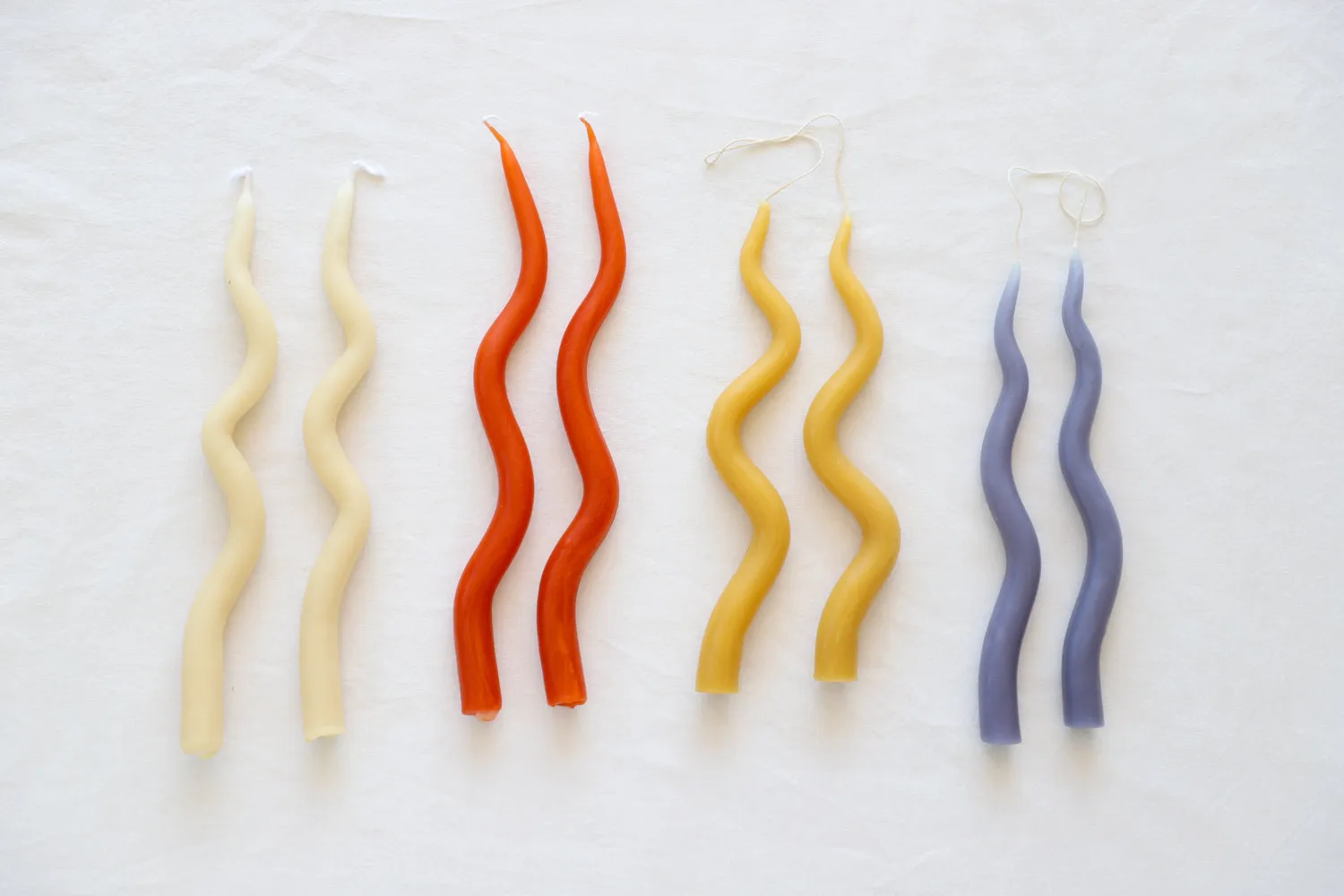 Artisanal Wavy Tapered Candles | Orange