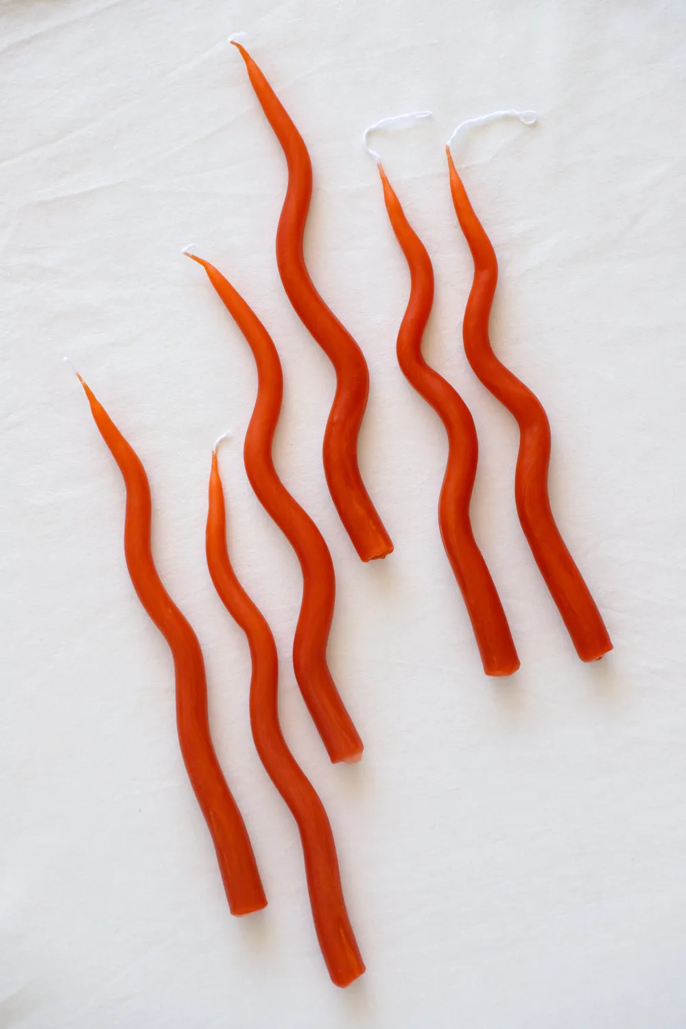 Artisanal Wavy Tapered Candles | Orange