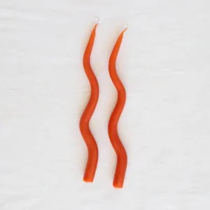 Artisanal Wavy Tapered Candles | Orange