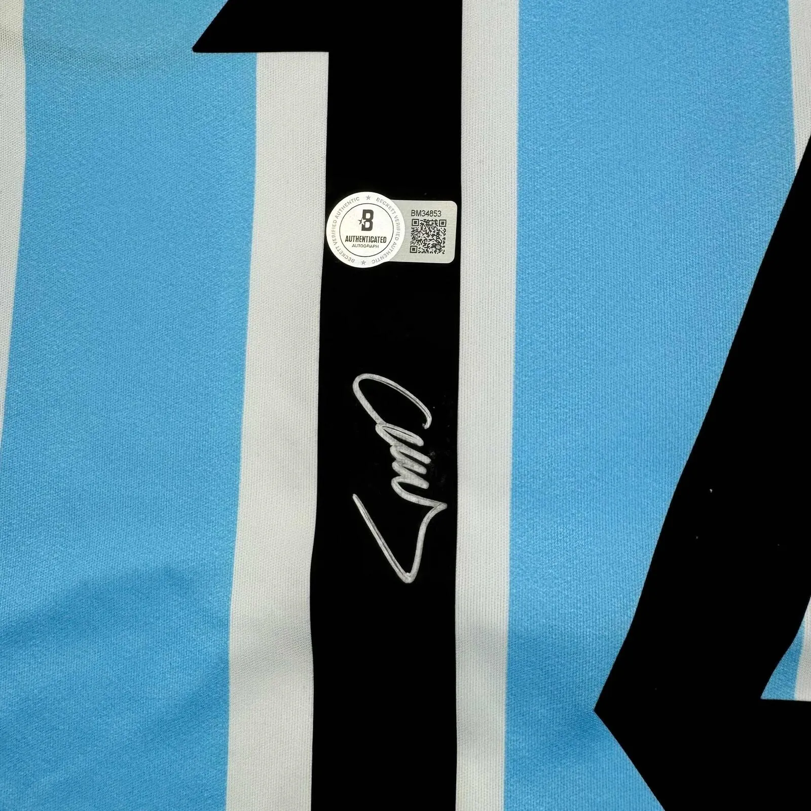Autographed/Signed Javier Mascherano Argentina Blue Soccer Futbol Jersey BAS COA