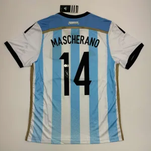 Autographed/Signed Javier Mascherano Argentina Blue Soccer Futbol Jersey BAS COA