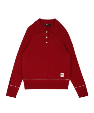 AVEN Women's Basic Polo Knit - Wine