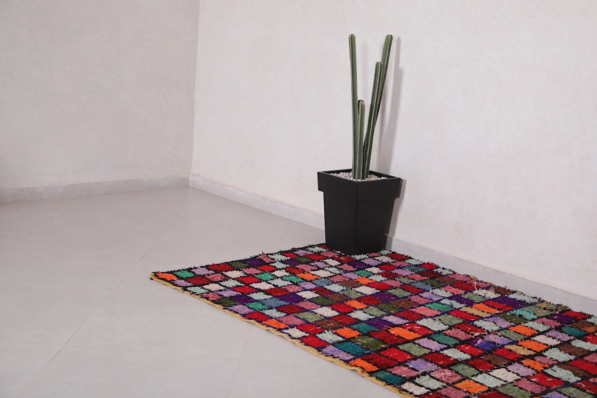 Azilal Checkered Rug – Colorful Design 4.1 x 7.8 Feet