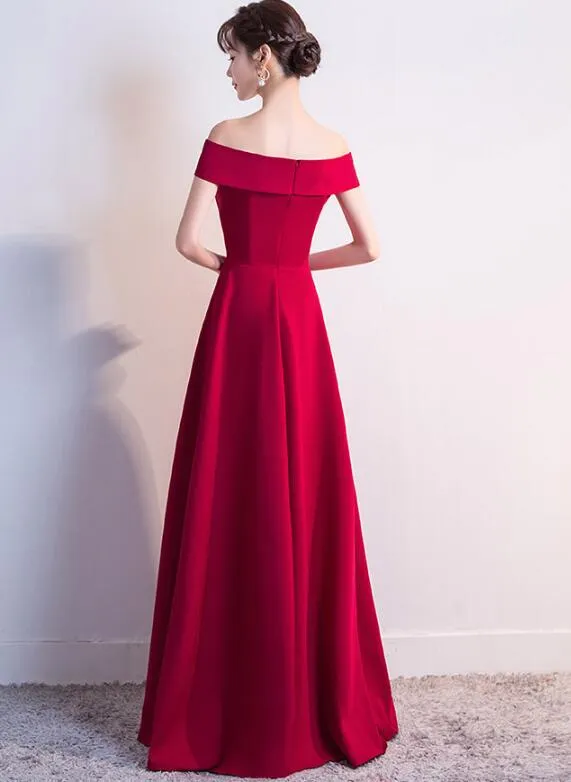 Beautiful Red Off Shoudler Long Prom Dress, Red Party Dress