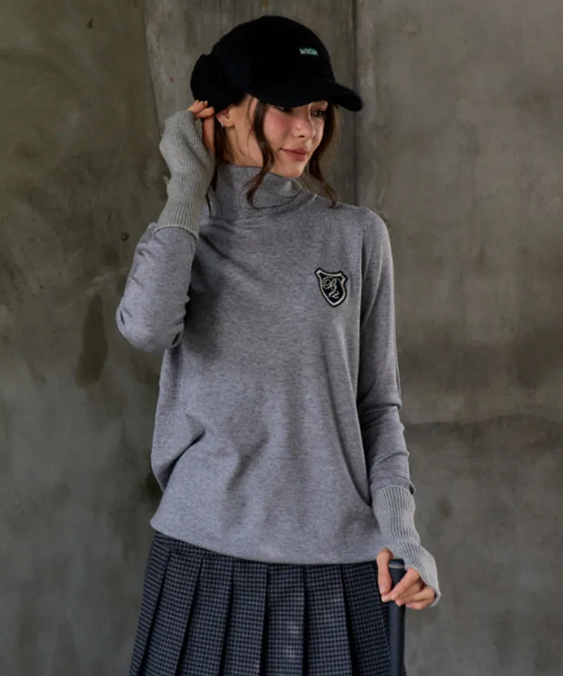 BENECIA 12 Bokashi Plain Turtleneck - Gray