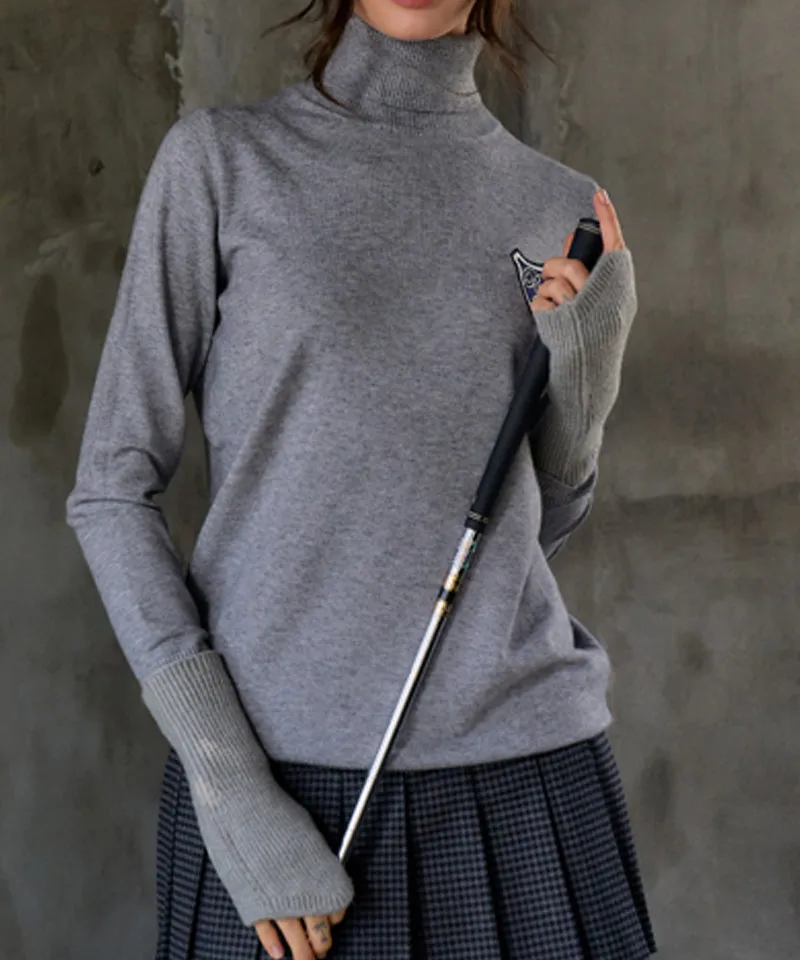 BENECIA 12 Bokashi Plain Turtleneck - Gray