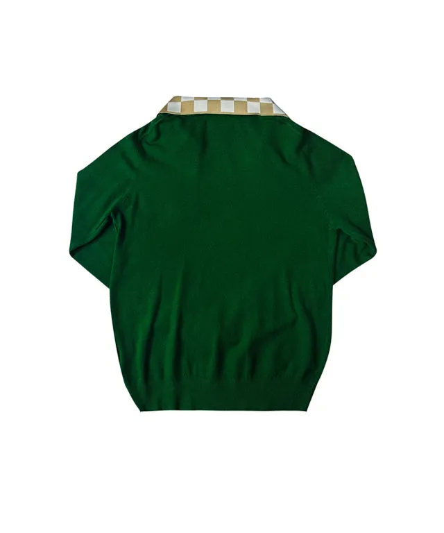 BENECIA 12 Checkerboard Collar Long Sleeve - Green