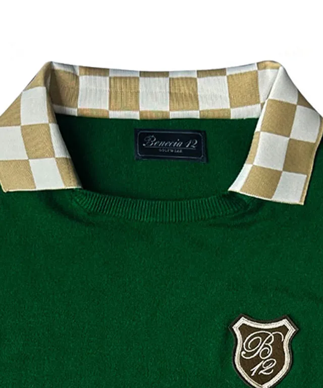BENECIA 12 Checkerboard Collar Long Sleeve - Green