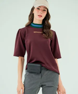 BENECIA 12 China Collar Top - Wine