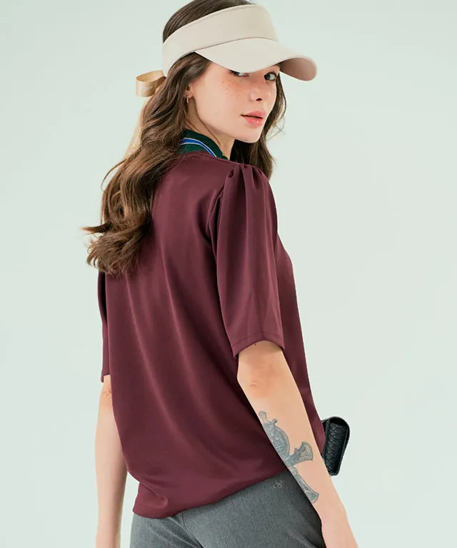 BENECIA 12 China Collar Top - Wine