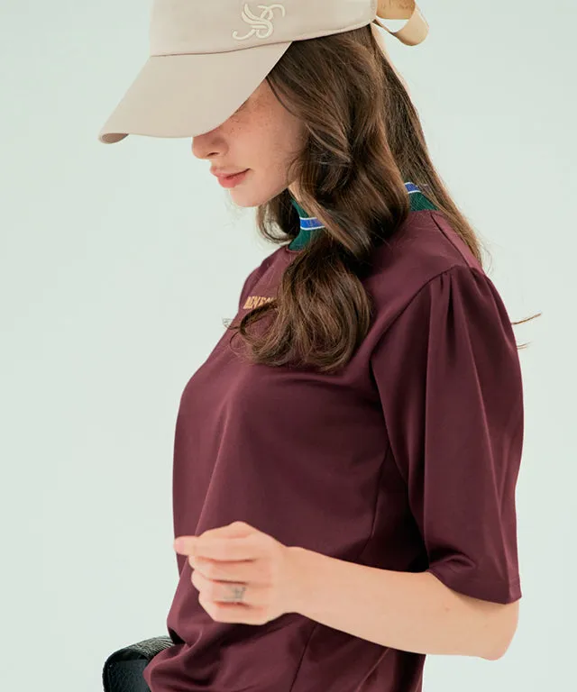 BENECIA 12 China Collar Top - Wine