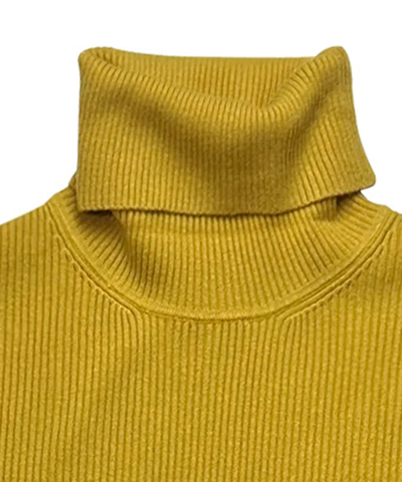 BENECIA 12 Color Ribbed Turtleneck - Yellow