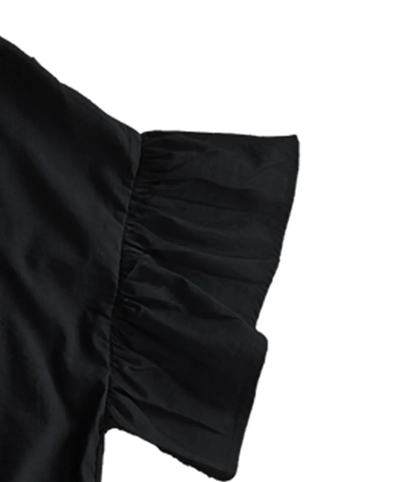 BENECIA 12 Cotton Shirring Tee - Black