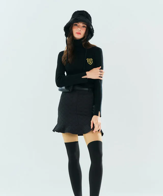 BENECIA 12 Ribbed turtleneck Top - Black