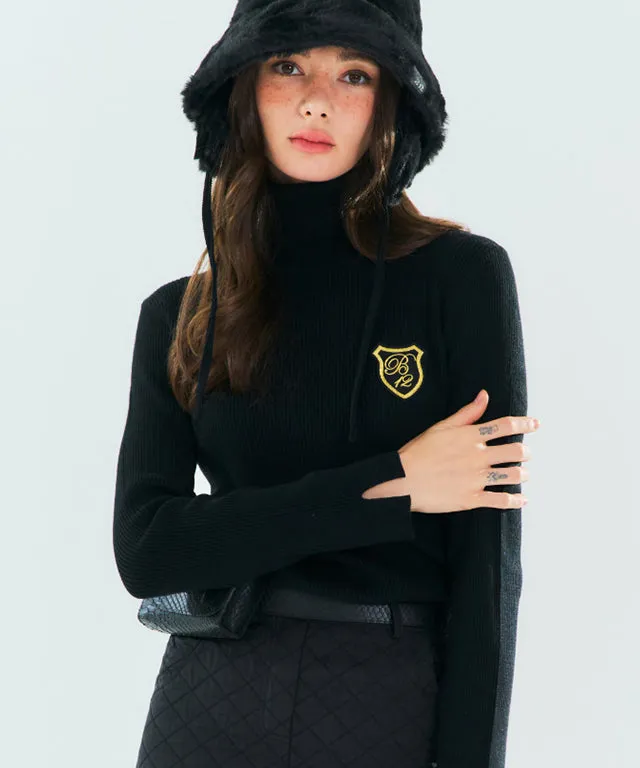BENECIA 12 Ribbed turtleneck Top - Black