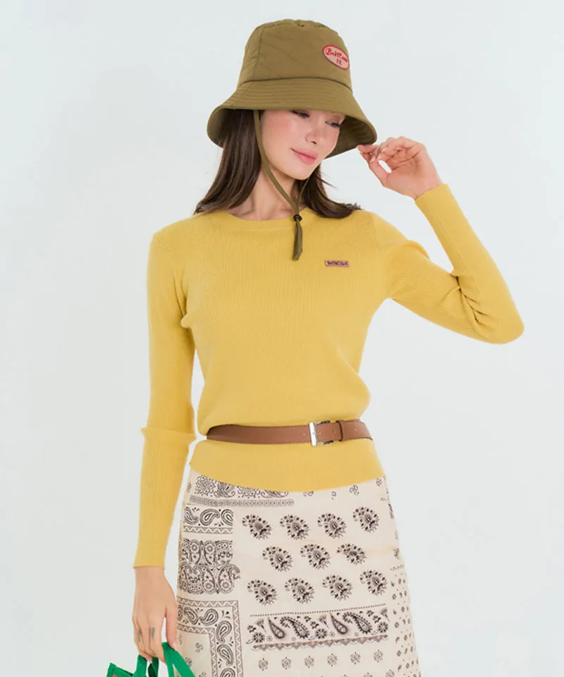 BENECIA 12 Round Neck Ribbed Knit - Yellow