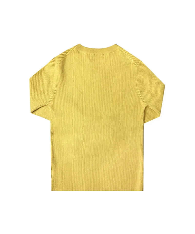 BENECIA 12 Round Neck Ribbed Knit - Yellow