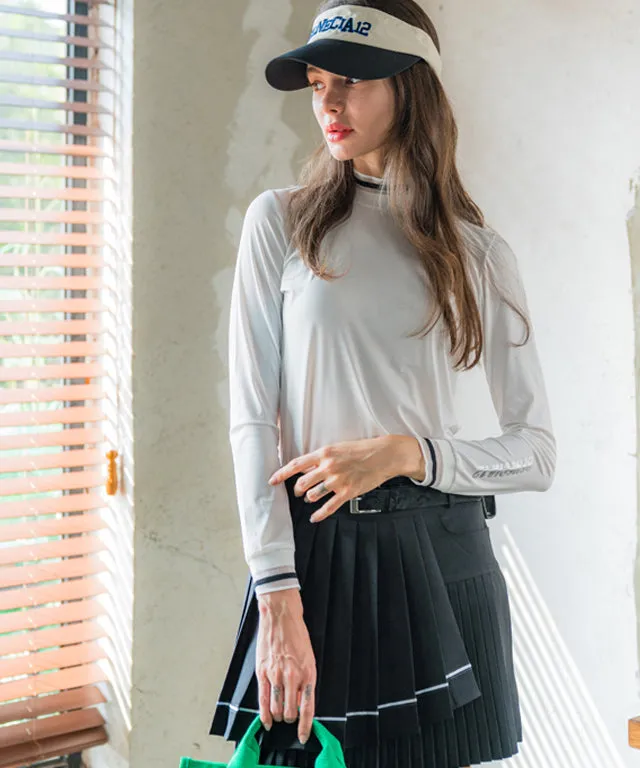 BENECIA 12 See-Through Half-Neck Cool Inner Golf T-shirt - White