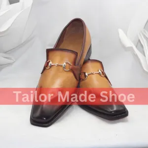 Bespoke Two-Tone Shoes – Tailored to Your Taste Artisan-Crafted Leather Loafers Shoes Your Impeccable Style Premium Patent Leather Shoes Slip-on Shoes, Whole Cut Shoes, for Mens