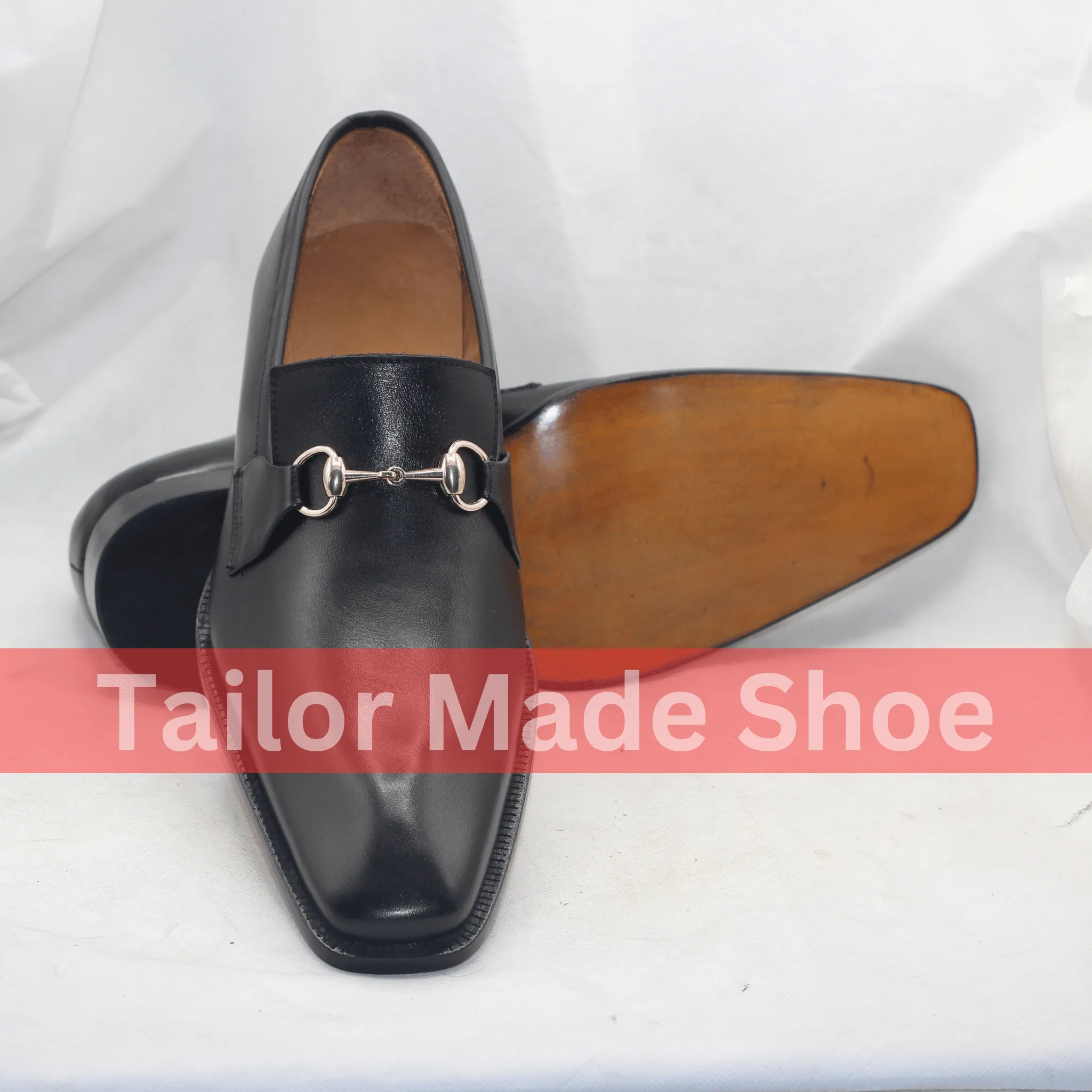 Black Italian-Style Leather Loafers with Gold-Tone Buckle Accent Handcrafted Men’s Black Slip-On Loafers with Gold Hardware