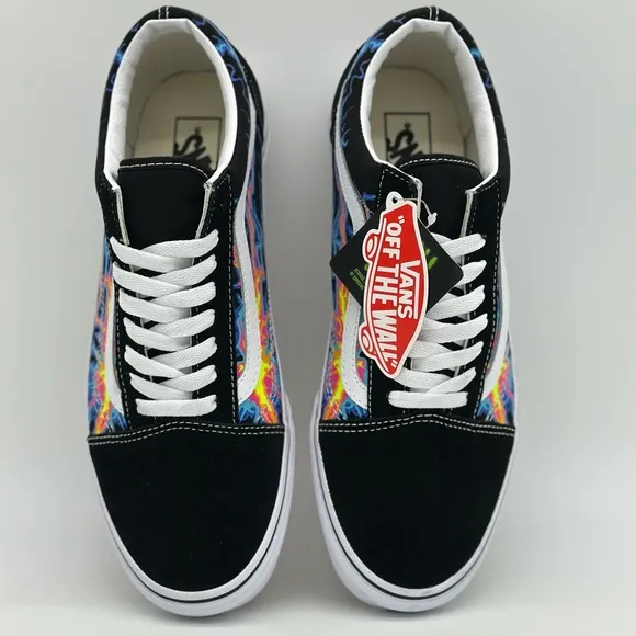 Black Sneakers with Colorful Flame Design