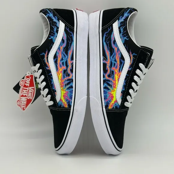 Black Sneakers with Colorful Flame Design