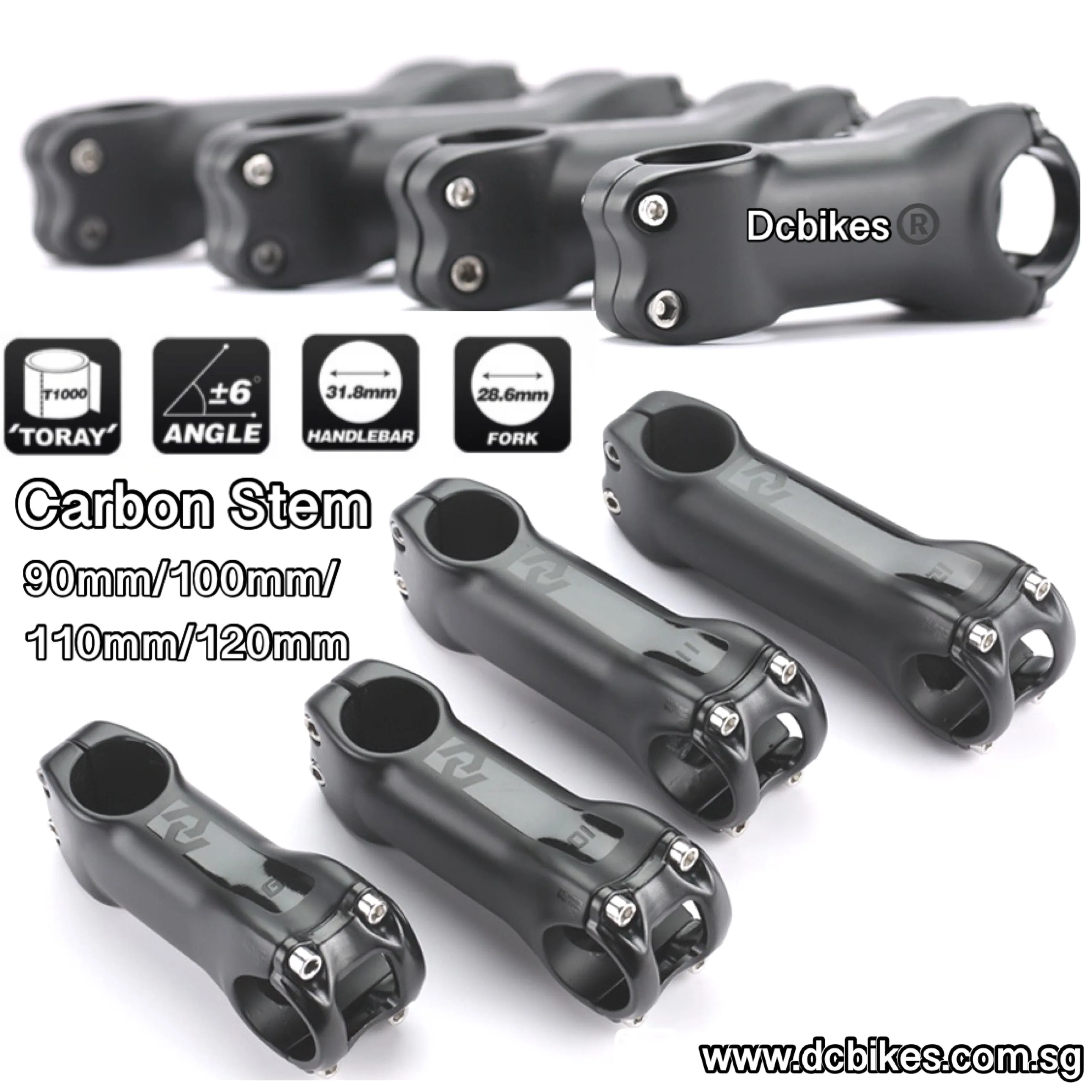 Black UD Matt Carbon Fiber Bicycle Stem 6 Degree 31.8mm
