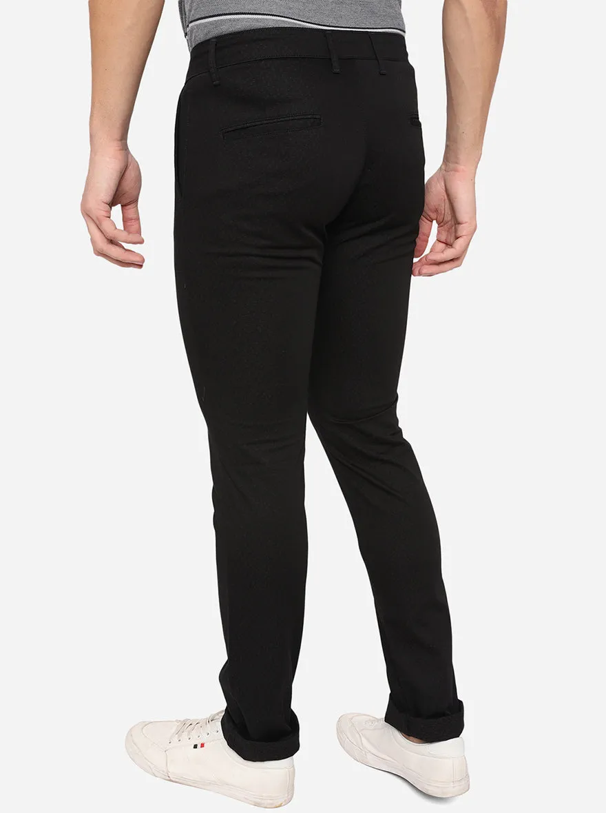 Black Washed Slim Fit Casual Trouser | Greenfibre