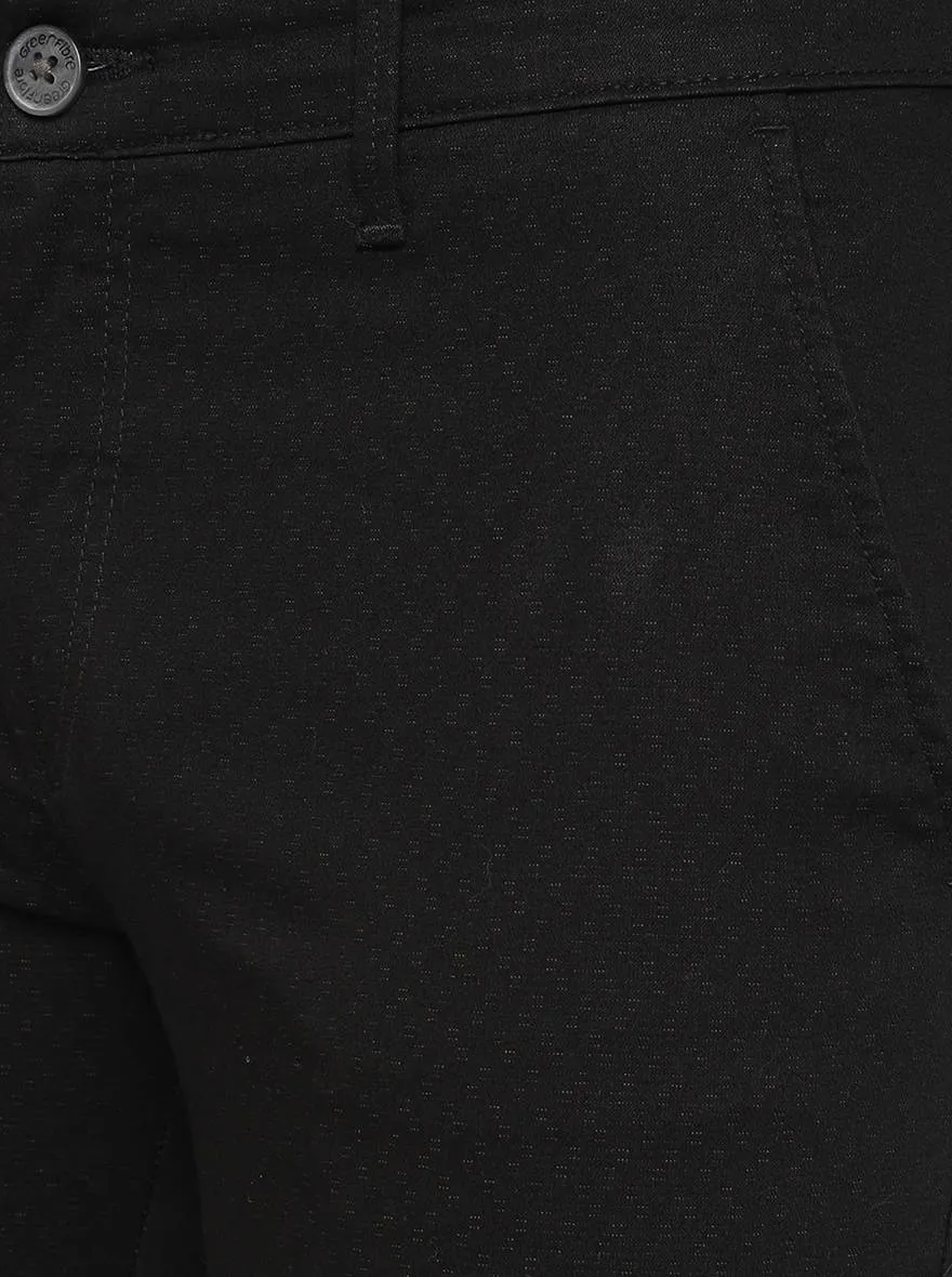 Black Washed Slim Fit Casual Trouser | Greenfibre